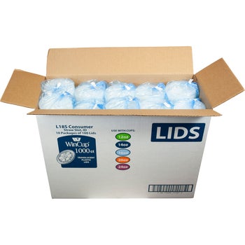 WinCup Plastic Cup Lids, Straw Slot, ID, 12-24 oz, Translucent, 1000 ct