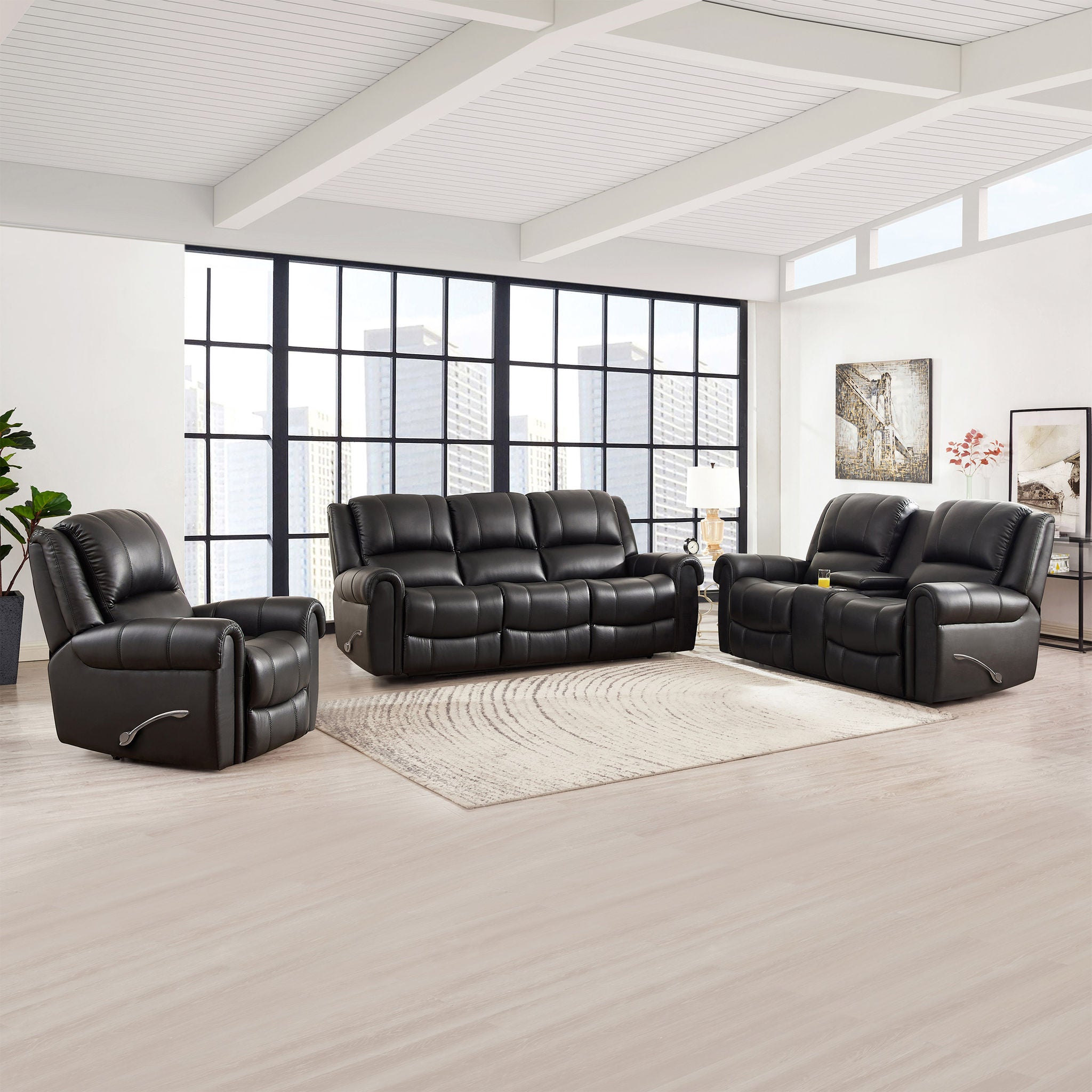 Prospera Home Santa Fe Top-grain Leather Sofa, Loveseat and Chair