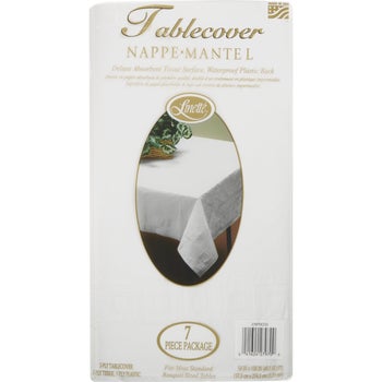 Linette Rectangular Table Cover, 54"W x 108"L, White, 7 ct