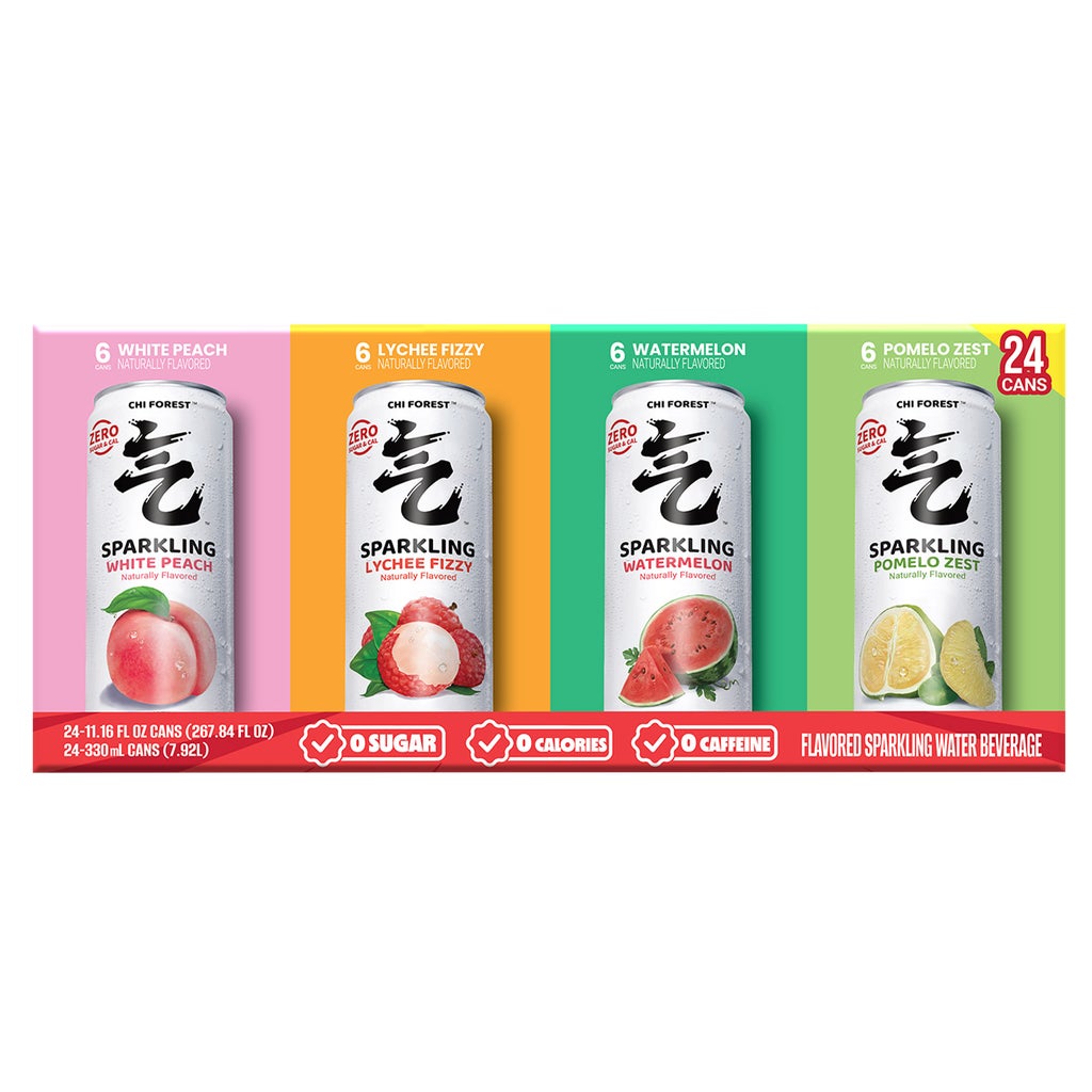 Chi Forest Sparkling Water Beverage, Variety Pack, 11.16 fl oz, 24