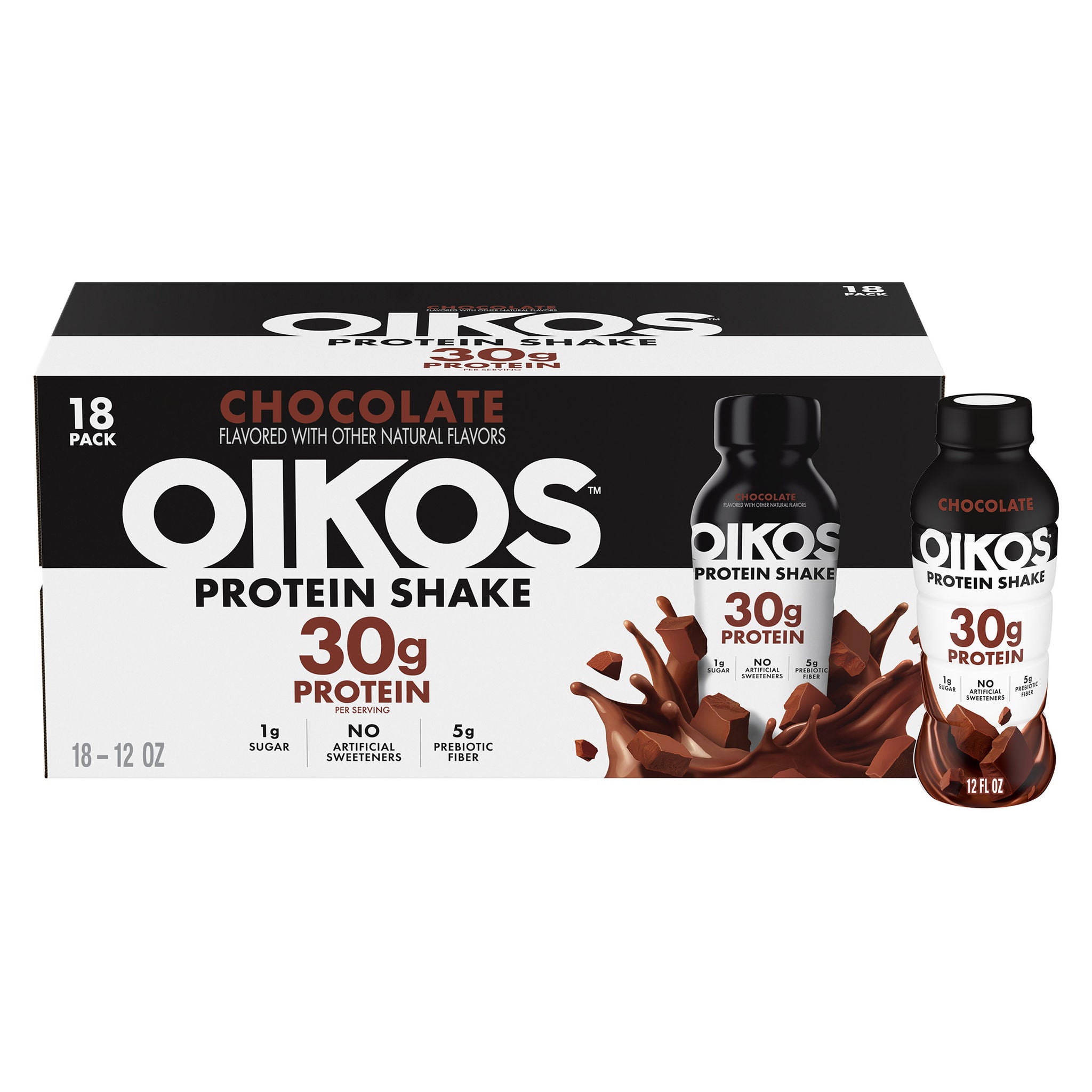 Oikos 30g Chocolate Protein Shake, 12 fl oz, 18-pack | Costco