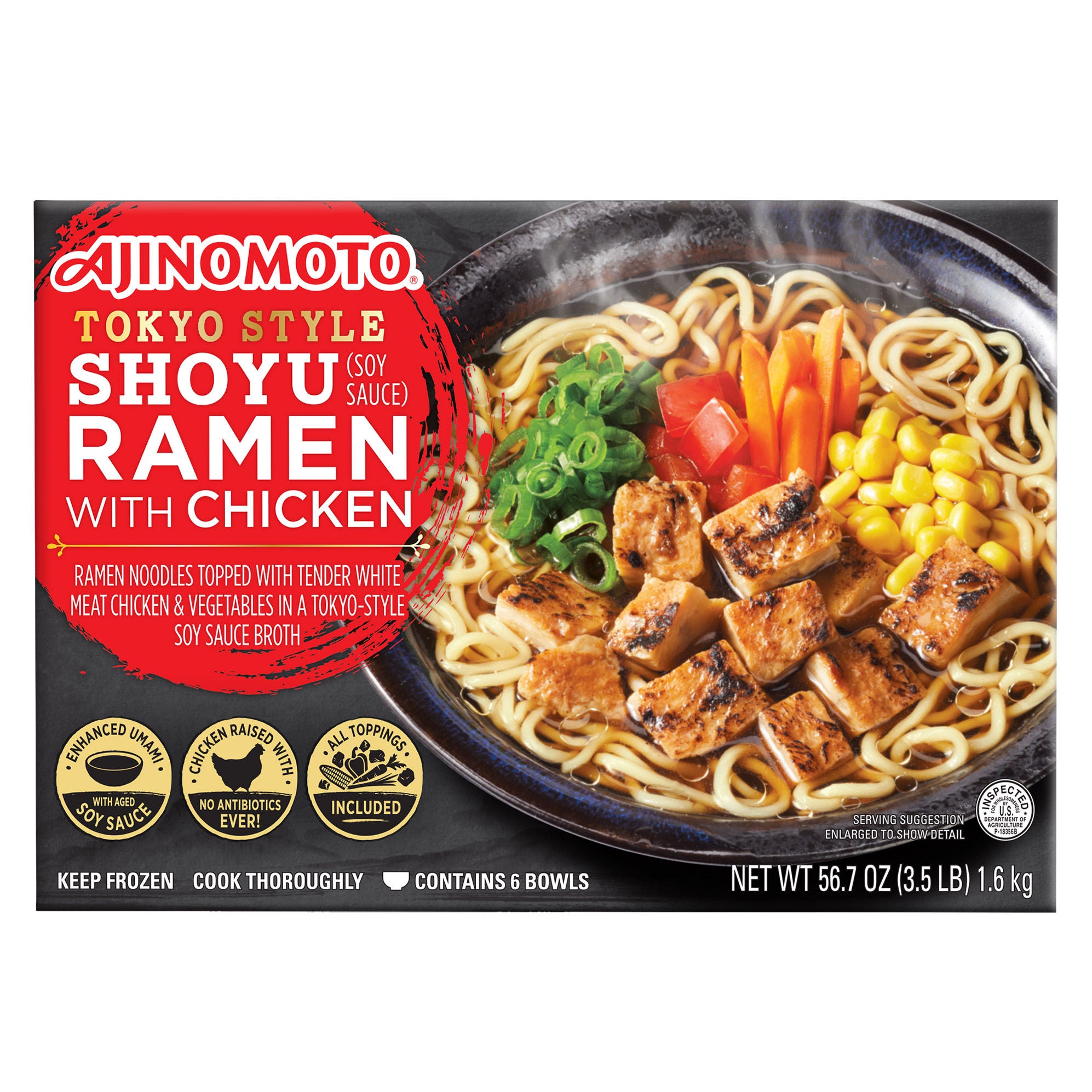 Ajinomoto Shoyu Ramen with Chicken, 9.2 oz, 6-count