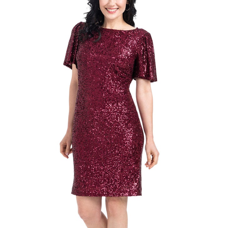 christmas dress sequins Women's Forever Fabulous One Shoulder Sequin Mini in Tan f-size-3xl Princess Belle's Dream Big Size:24w 3 Years (100cm) 56