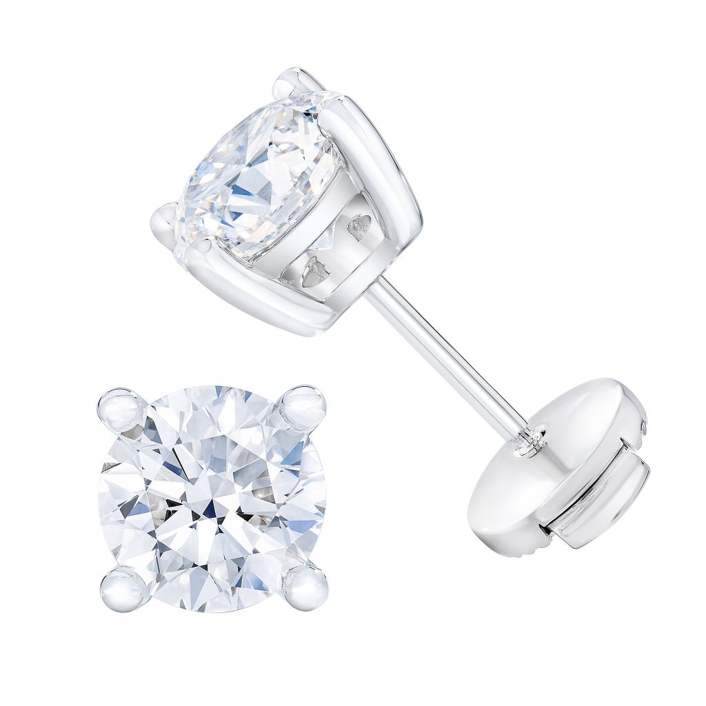 Round Brilliant 2.40 ctw VS1 Clarity, H Color Diamond Platinum Stud ...