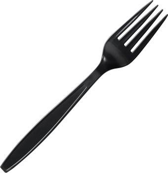 Vital International Solutions Plastic Fork, Heavyweight, Black, 1000 ct