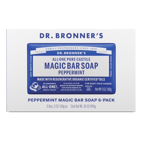 Dr. Bronner's Pure Castile Peppermint Bar Soap six pack