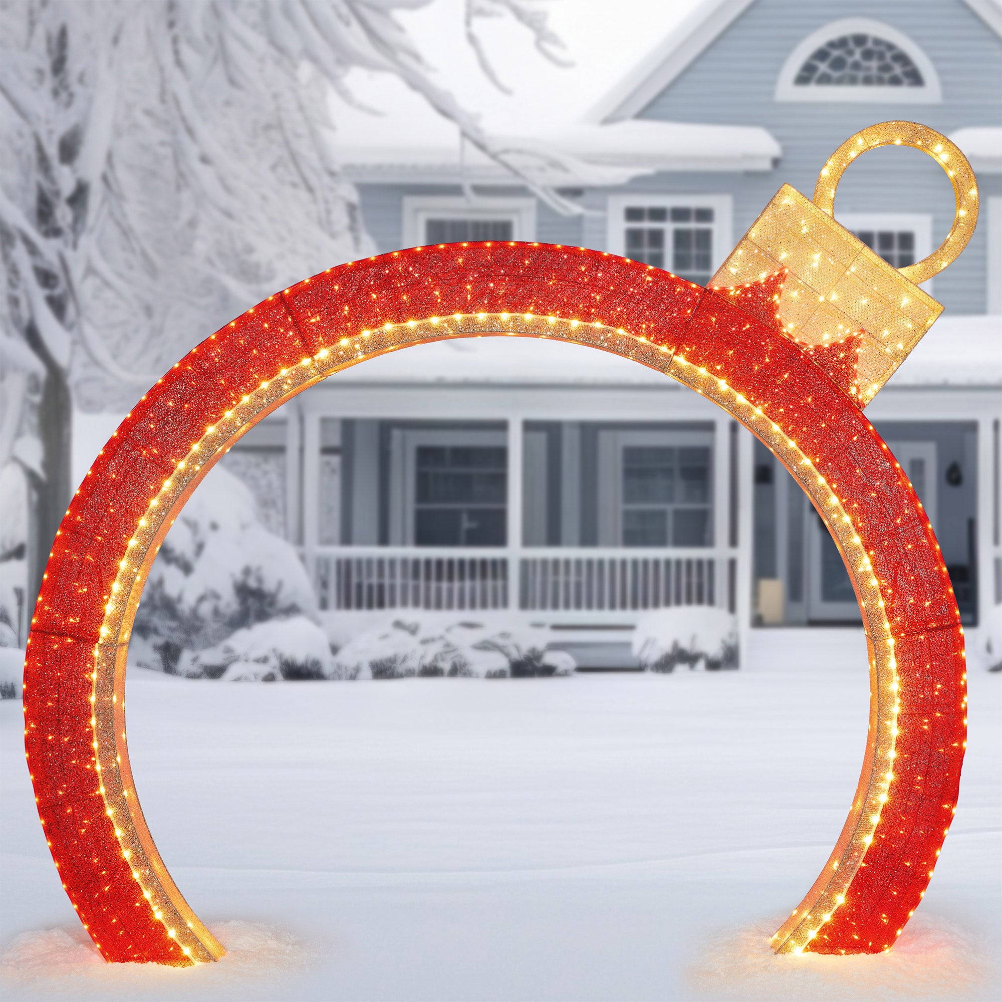 LED スターアーチ 屋内屋外兼用 イルミネーション クリスマス コストコ　大型 9' Ornament Arch with LED Twinkle Lights | Costco